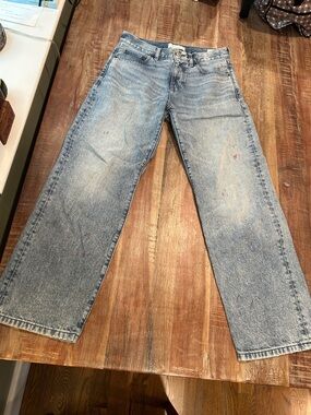 PacSun Baggy Straight-Leg Jeans with Red Paint
